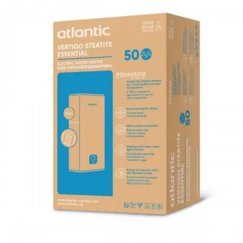 Водонагреватель бытовой электрический Atlantic Vertigo Steatite Essential 50 MP-040 2F 220G (1500W)