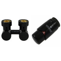 Комплект эксклюзивных узлов угловой GZ 3/4 x M 22х15 термоголовка Brillant черный (RAL9005) 601000103