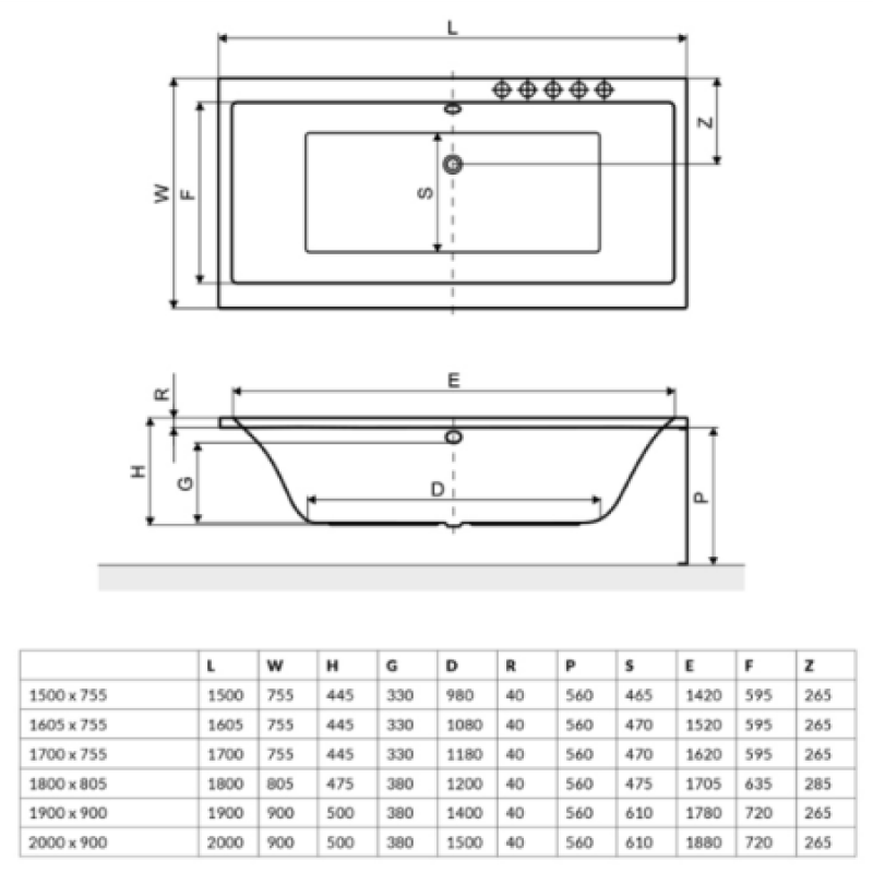 Ванна акриловая RADAWAY Aridea 200x90 WA1-24-200x090U