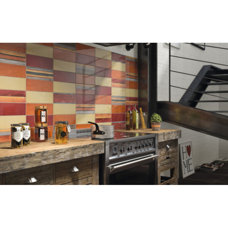 Плитка Iris Ceramica Maiolica Arancio 100x300х7, 5мм структурна/глянцева, для стіни 754981