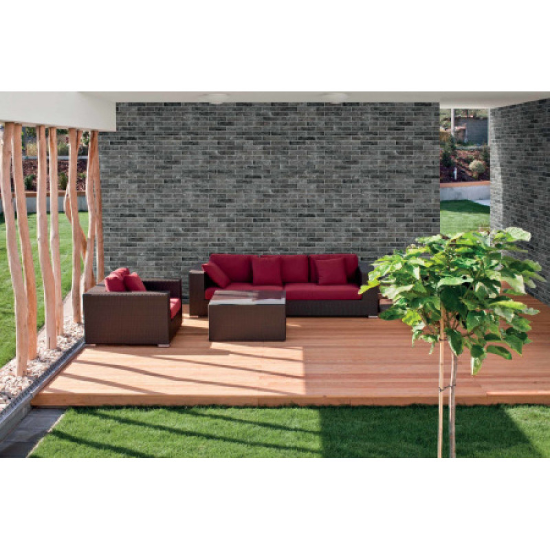 Плитка керамогранитная Dado Ceramica Brik One Fumo Di  Londra 74x310х9мм структурная/матовая BKN006