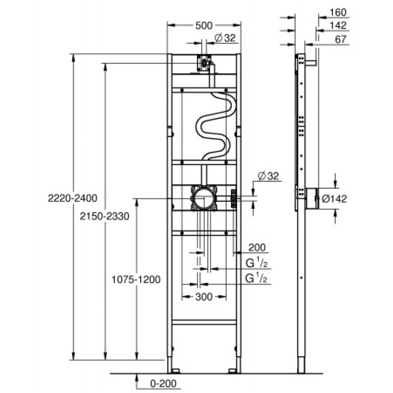 Инсталляция для душевых систем встроенного монтажа Grohe Rapido Shower Frame Mono 1039939990
