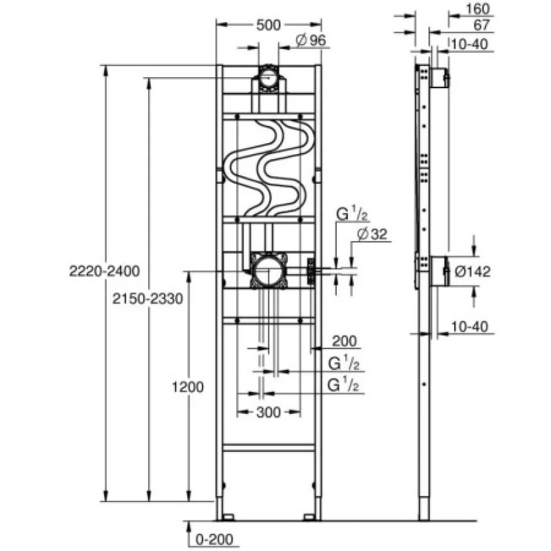 Инсталляция для душевых систем встроенного монтажа Grohe Rapido Shower Frame Duo 1039949990