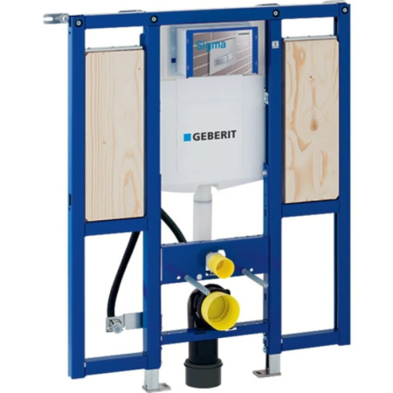 Инсталляция для унитаза Geberit Sigma12, безбарьерное решение + электронная клавиша смыва Sigma10, питание от сети + монтажный комплект с блоком питания 11137583U