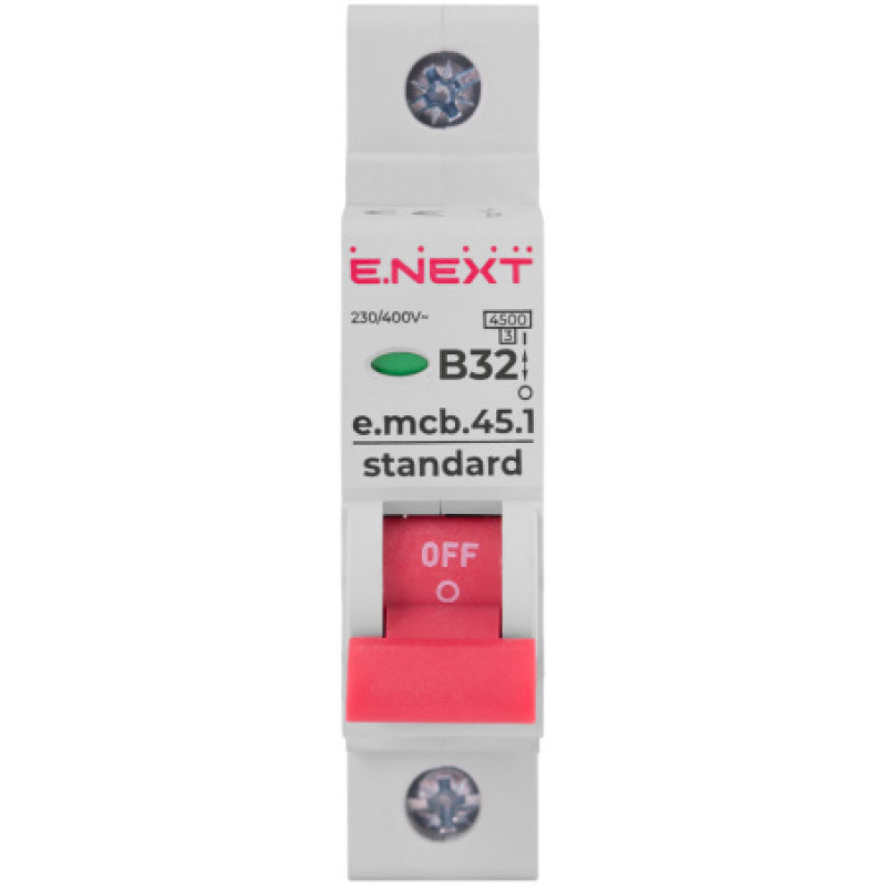 Модульный автоматический выключатель ENEXT emcbstand451B32, 1р, 32А, В, 45кА s001011