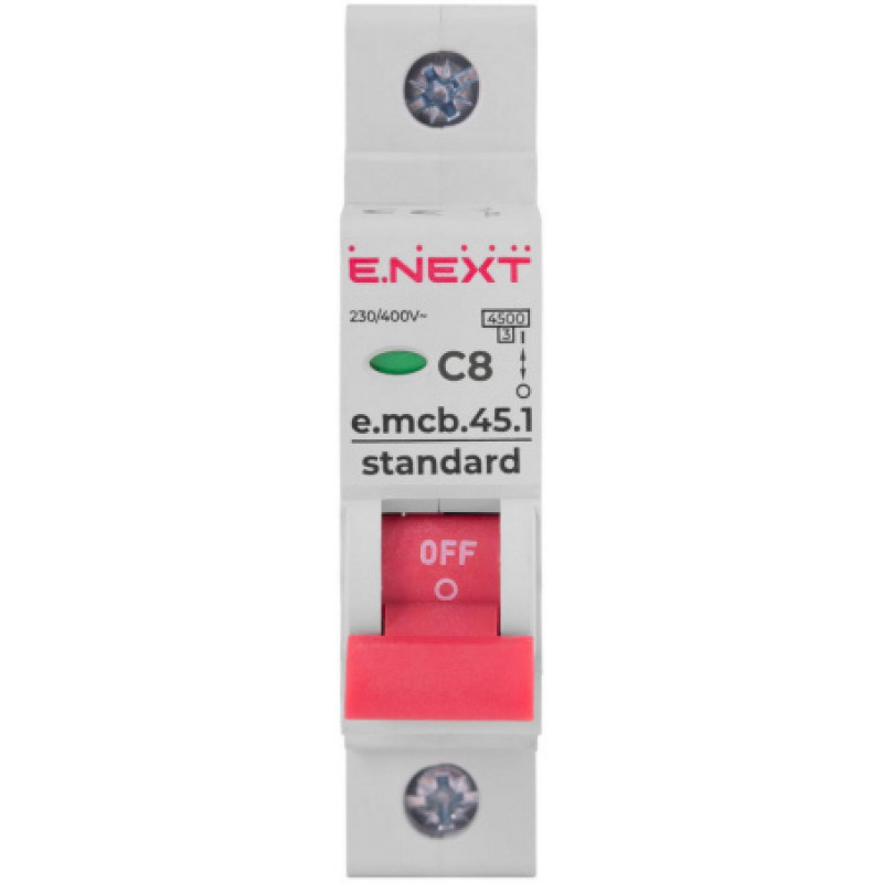 Модульный автоматический выключатель ENEXT emcbstand451C8, 1p, 8А, C, 45кА s002056