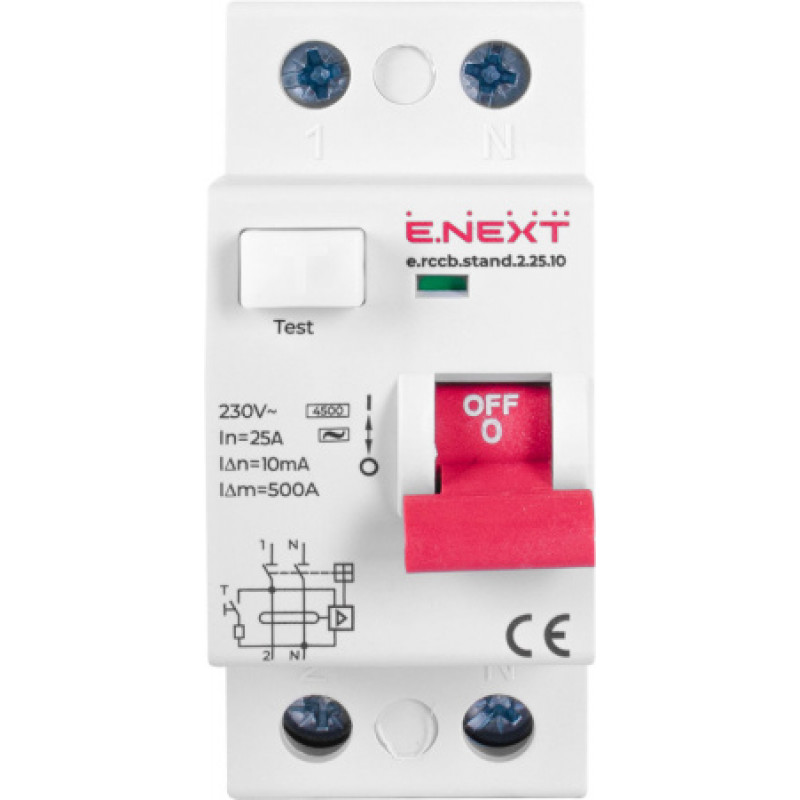 Выключатель дифференциального тока ENEXT 2р 25А 10mA 4,5kA AC S034007