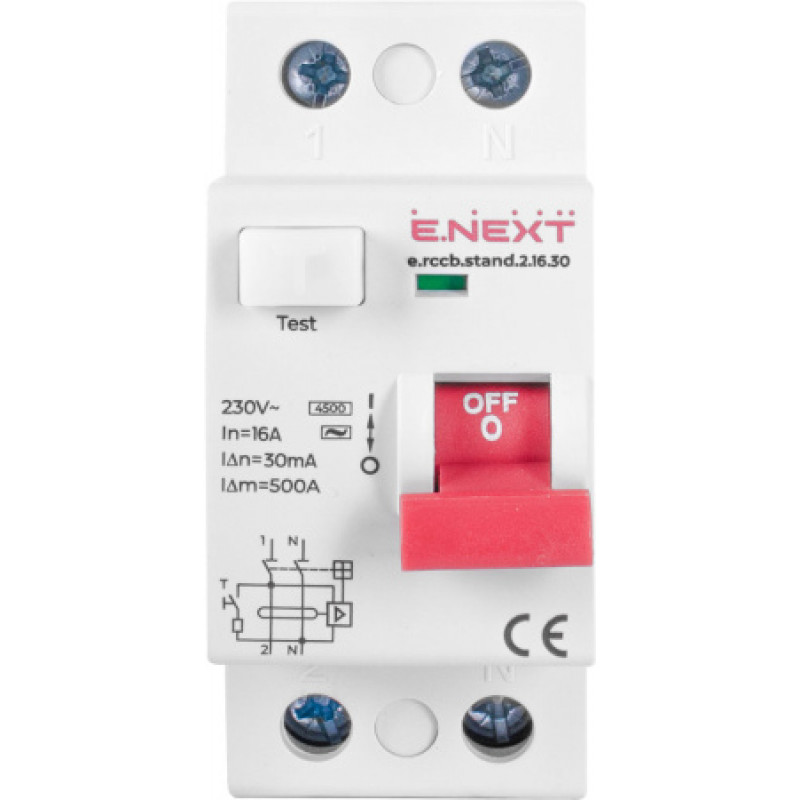 Выключатель дифференциального тока ENEXT 2р 16А 30mA 4,5kA AC S034011