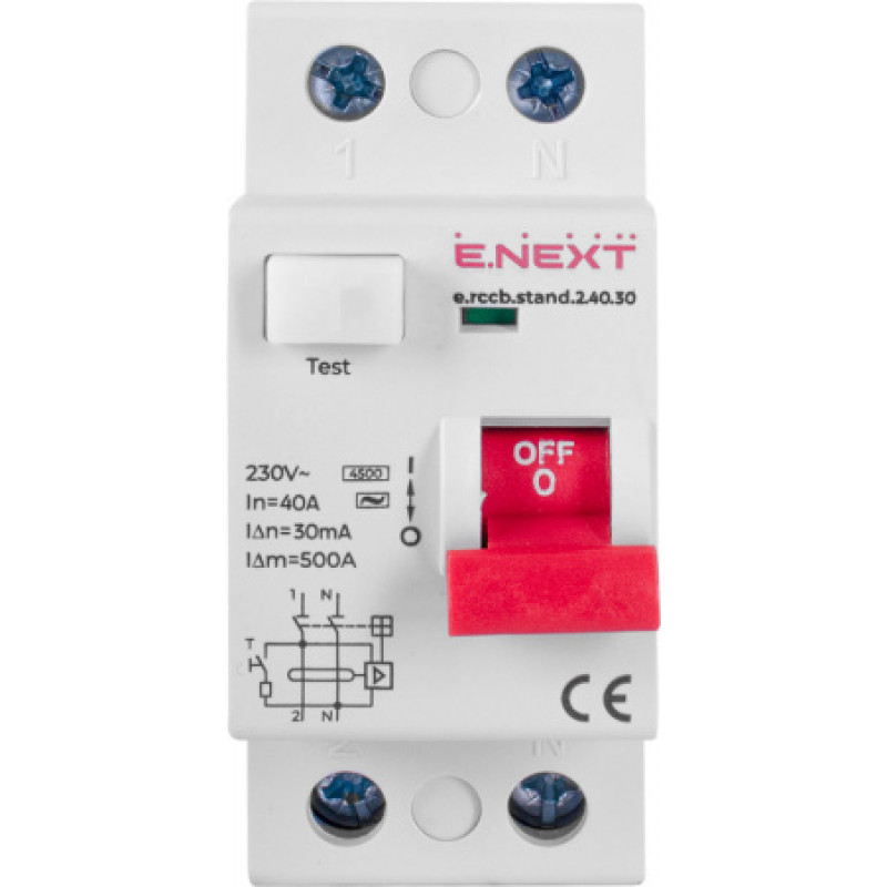 Выключатель дифференциального тока ENEXT 2р 40А 30mA 4,5kA AC S034002