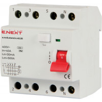 Выключатель дифференциального тока E.NEXT 4р 40А 30mA 4,5kA AC S034004