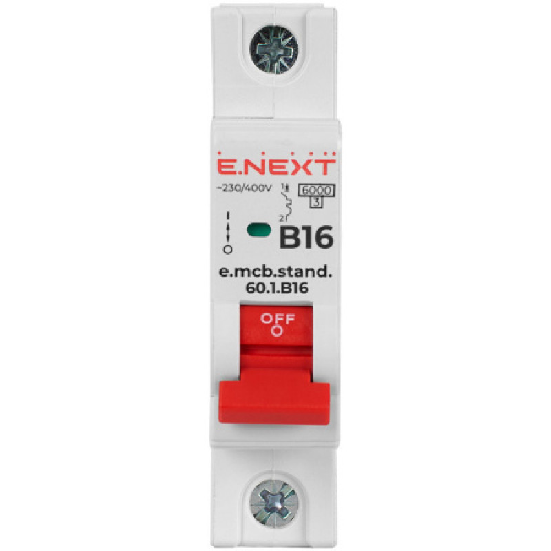Модульный автоматический выключатель ENEXT emcbstand601B16, 1р, 16А, B, 6кА s001108