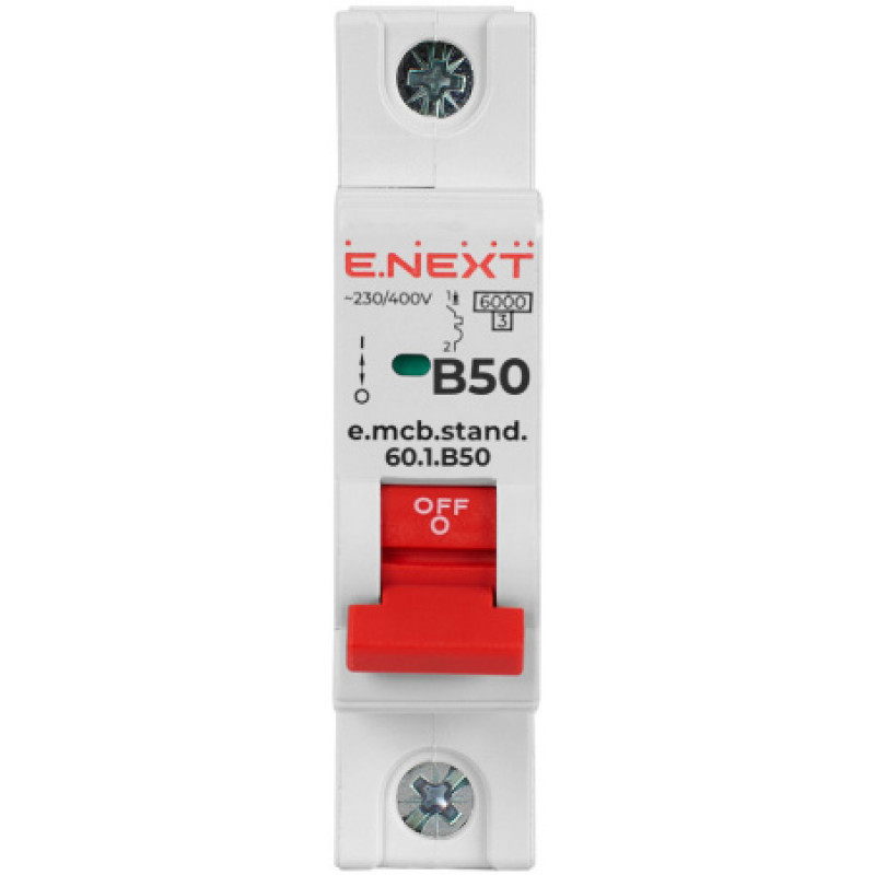 Модульный автоматический выключатель ENEXT emcbstand601B50, 1р, 50А, B, 6кА s001113