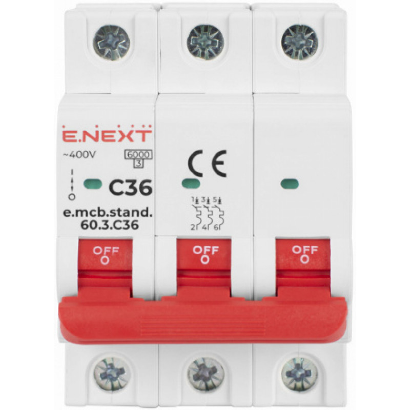 Модульный автоматический выключатель ENEXT emcbstand603B63, 3р, 63А, B, 6кА s001132