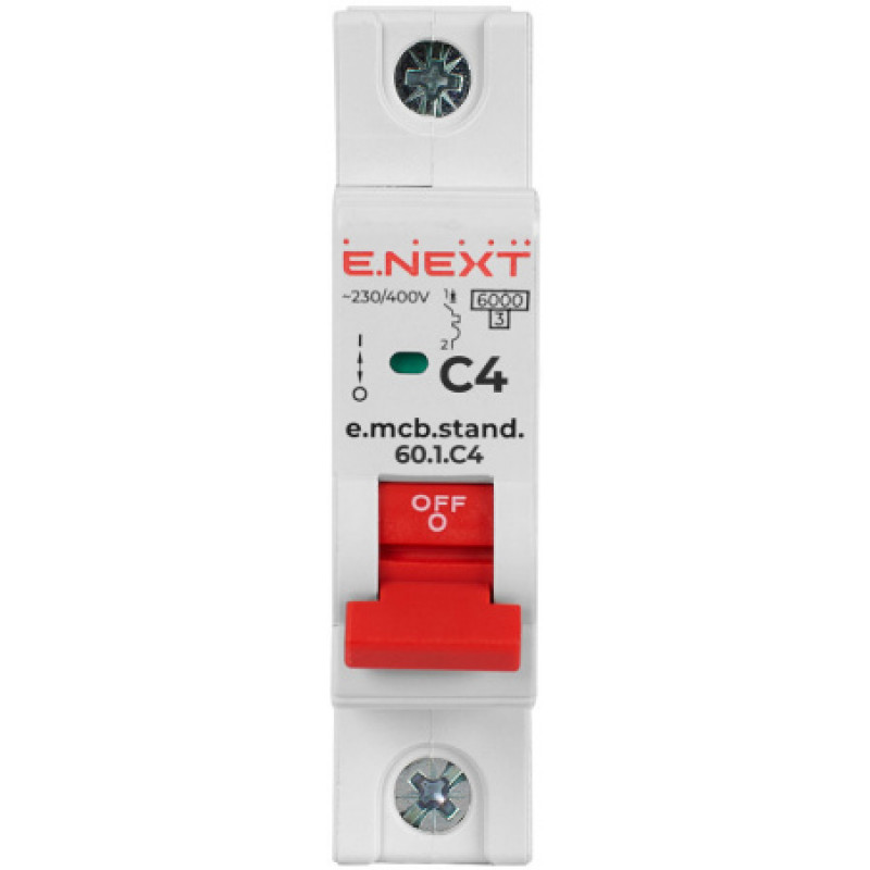 Модульный автоматический выключатель ENEXT emcbstand601C4, 1р, 4А, C, 6кА s002104
