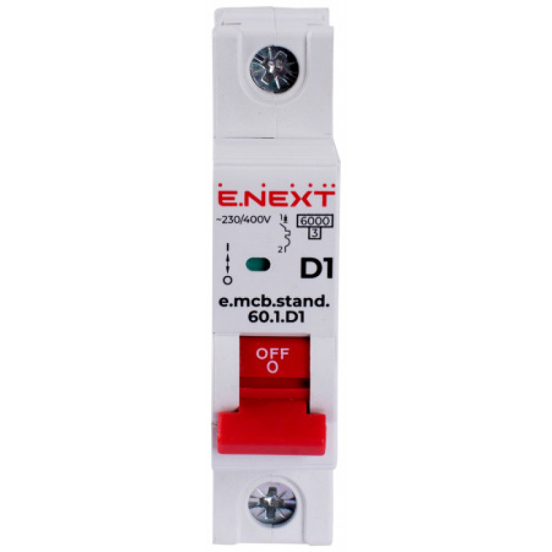 Модульный автоматический выключатель ENEXT emcbstand601D1, 1р, 1А, D, 6кА s026101