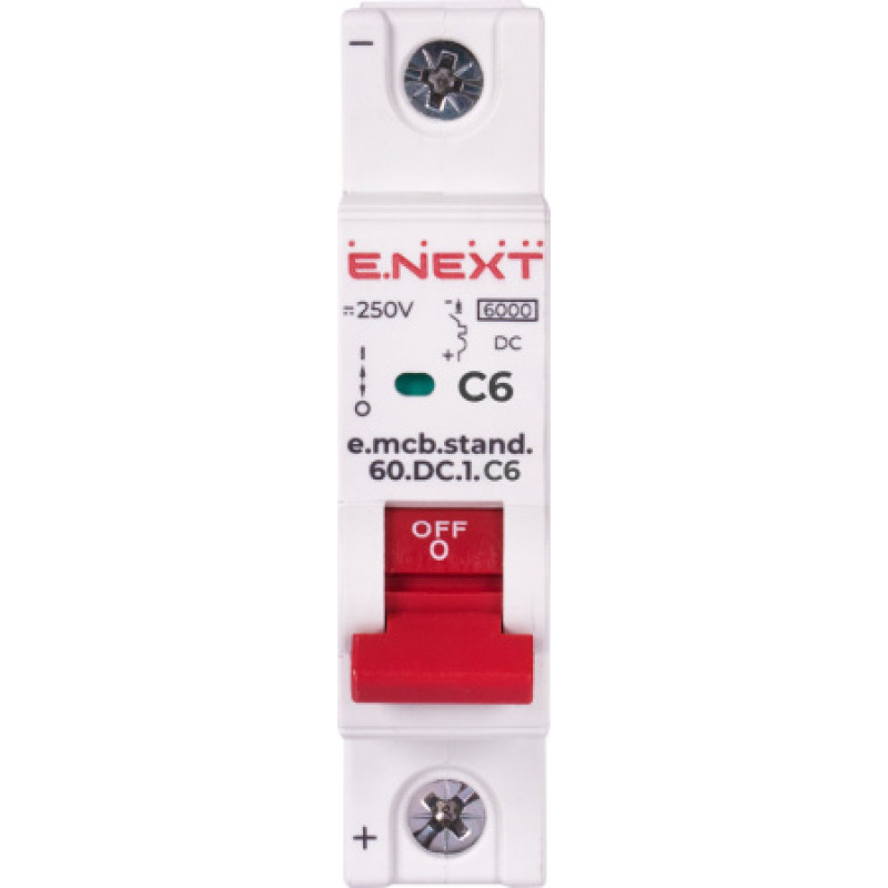 Модульный автоматический выключатель ENEXT emcbstand60DC1C6, 1р, 6А, C, 6кА, DC s081004