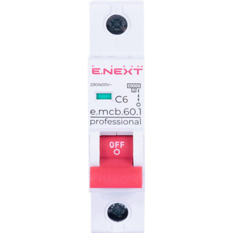 Модульный автоматический выключатель ENEXT emcbpro601C 6 new, 1р, 6А, C, 6кА new p042006