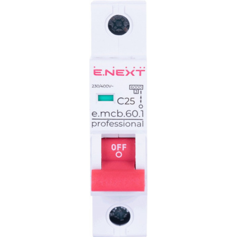 Модульный автоматический выключатель ENEXT emcbpro601C 25 new, 1р, 25А, C, 6кА new p042010