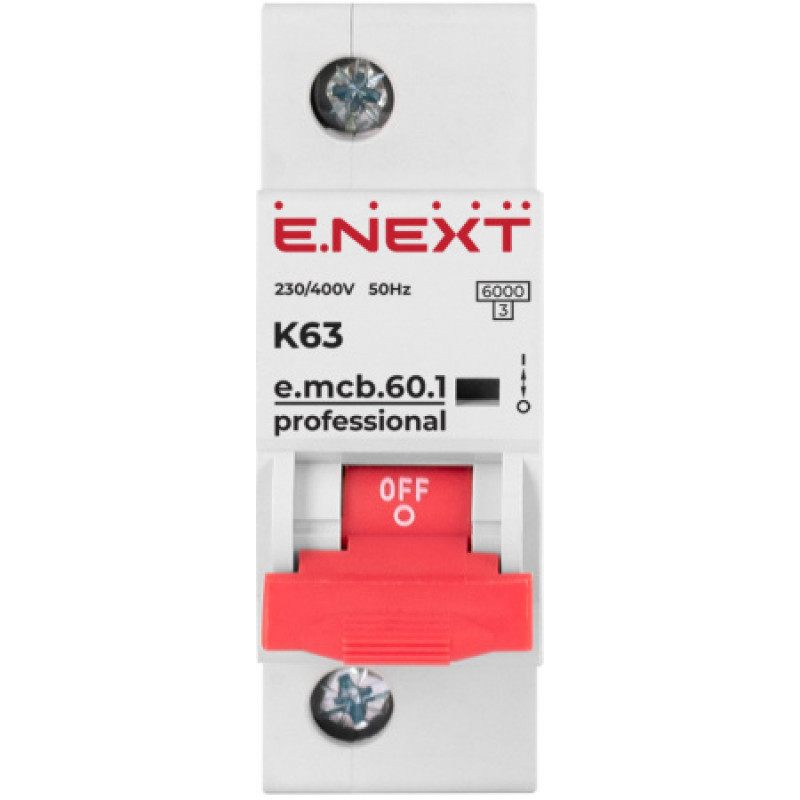 Модульный автоматический выключатель ENEXT emcbpro601K 63 new, 1р, 63А, K, 6кА new p0430001