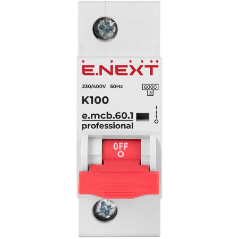 Модульный автоматический выключатель ENEXT emcbpro601K 100 new, 1р, 100А, K, 6кА new p0430003