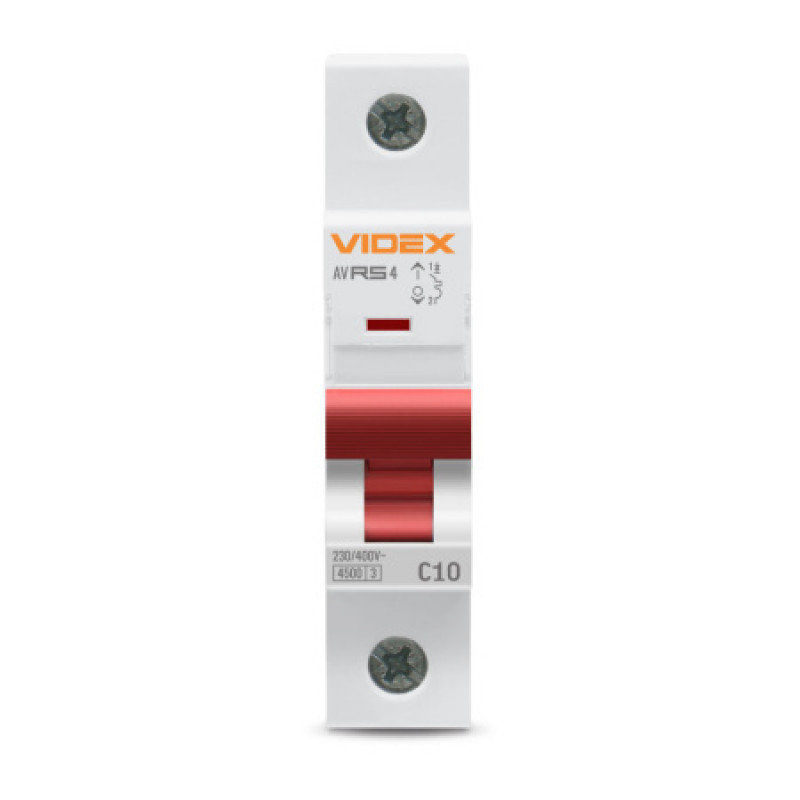 Автоматический выключатель Videx Resist RS4 1п 10А С 45кА VF-RS4-AV1C10 серый
