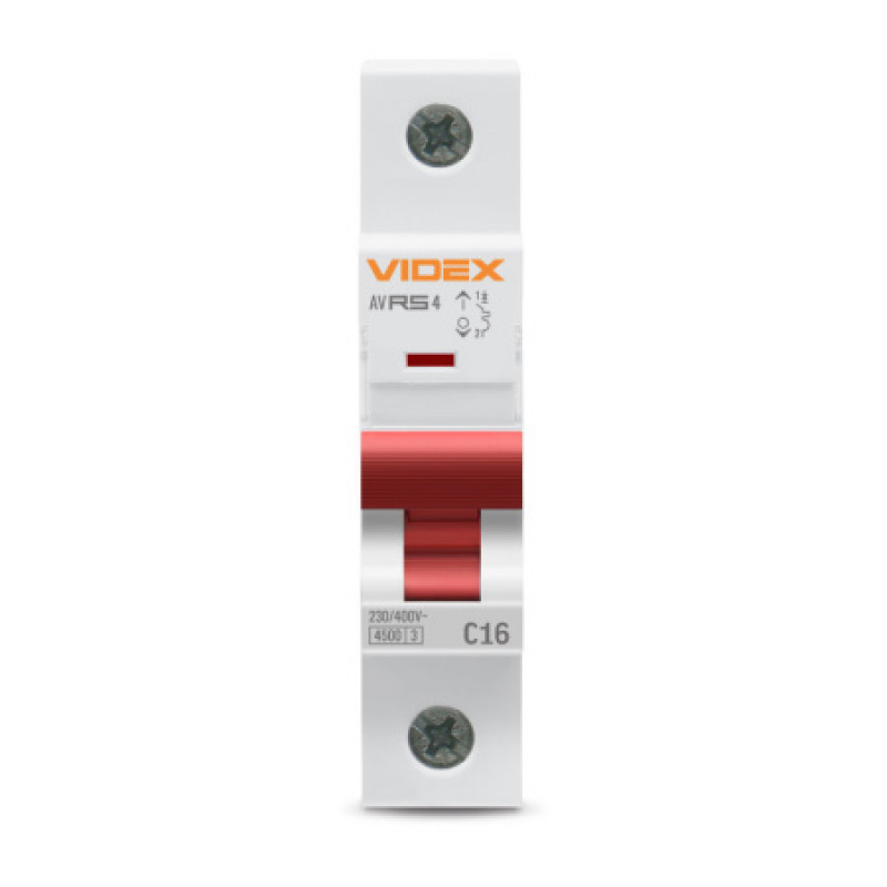 Автоматический выключатель Videx Resist RS4 1п 16А С 45кА VF-RS4-AV1C16 серый