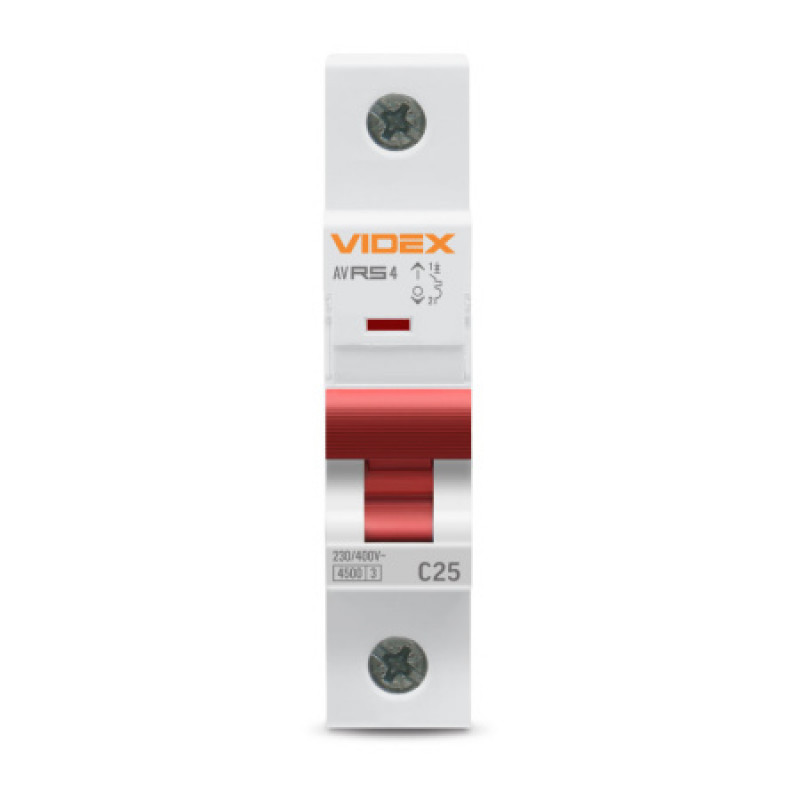 Автоматический выключатель Videx Resist RS4 1п 25А С 45кА VF-RS4-AV1C25 серый
