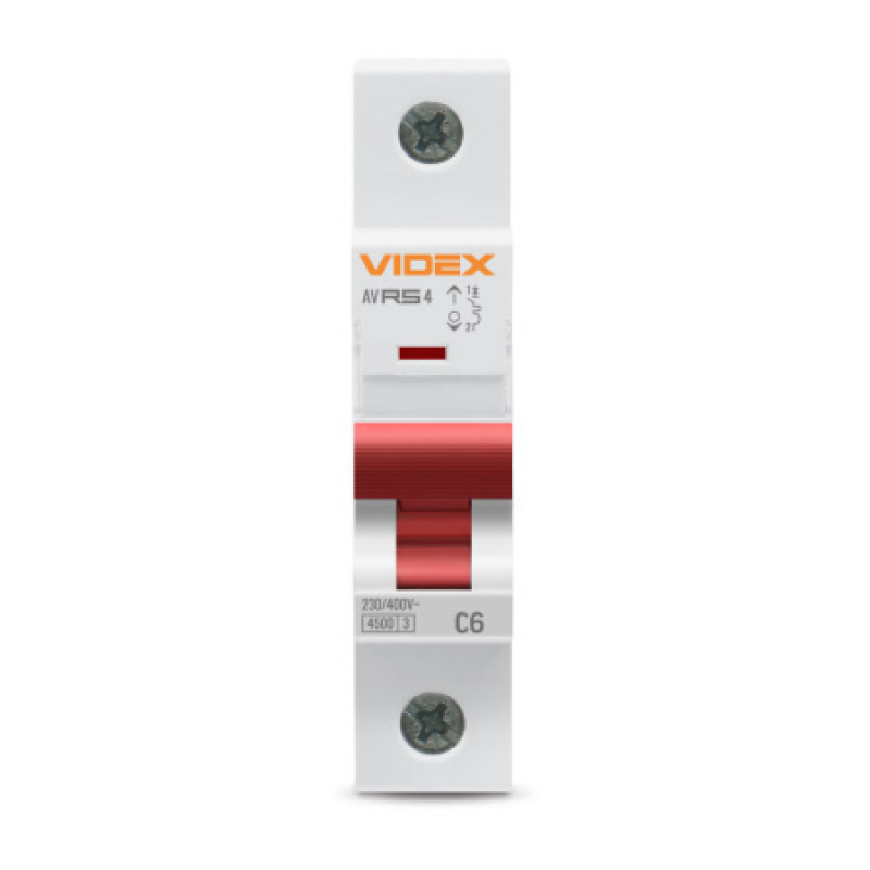 Автоматический выключатель Videx Resist RS4 1п 6А С 45кА VF-RS4-AV1C06 серый
