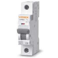 Автоматический выключатель Videx Resist RS6 1п 6А 6кА С VF-RS6-AV1C06 серый