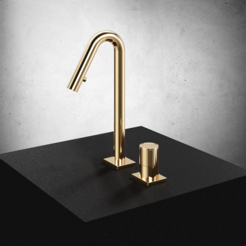 Смеситель для кухни Valvex Enko с выдвижным изливом Brushed gold 2417620