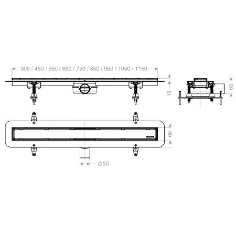 Душевой канал Kessel Linearis Compact 350 мм сухой затвор Multistop 4560059FM
