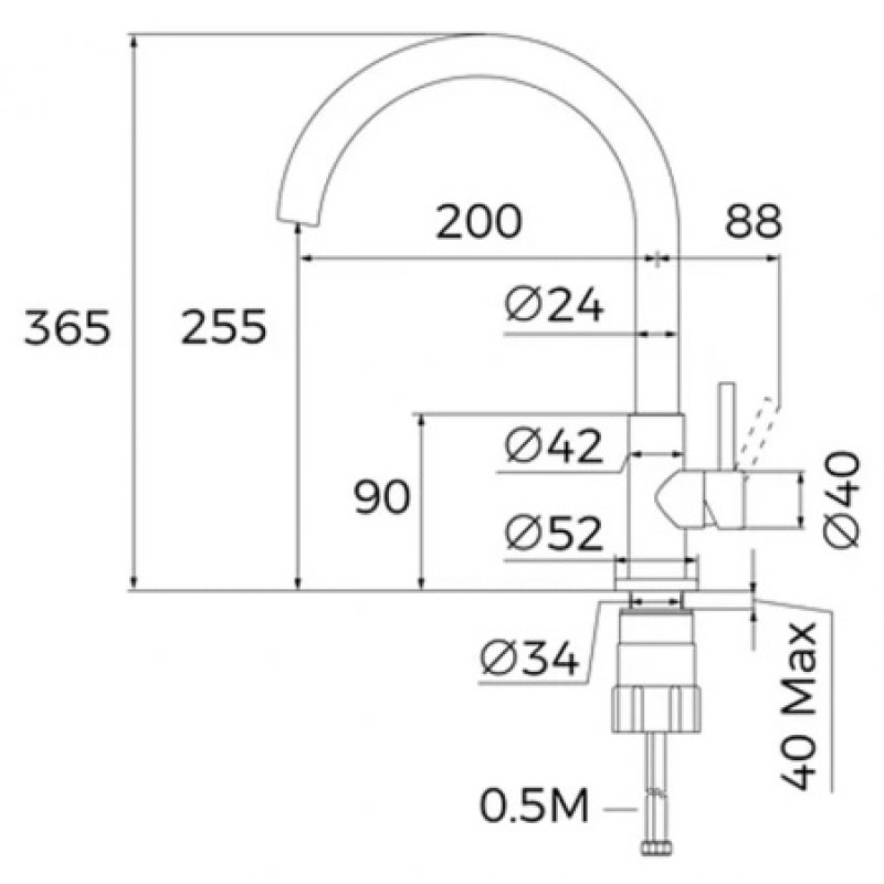 Смеситель кухонный Teka UNI 9310 черный 116030071