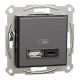 Usb розетка Schneider Asfora тип а+с 3А 45Вт полный комплект антрацит EPH2700471
