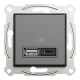 Usb розетка Schneider Asfora тип а+с 3А 45Вт полный комплект антрацит EPH2700471