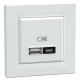 Usb розетка Schneider Asfora тип a+c 21Вт механизм с суппортом белый EPH2700521