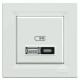 Usb розетка Schneider Asfora тип a+c 21Вт механизм с суппортом белый EPH2700521