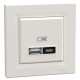 Usb розетка Schneider Asfora тип a+c 21Вт механизм с суппортом кремовый EPH2700523