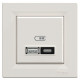 Usb розетка Schneider Asfora тип a+c 21Вт механизм с суппортом кремовый EPH2700523