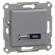 Usb розетка Schneider Asfora тип a+c 21Вт механизм с суппортом сталь EPH2700562