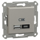 Usb розетка Schneider Asfora тип a+c 21Вт механизм с суппортом бронза EPH2700569