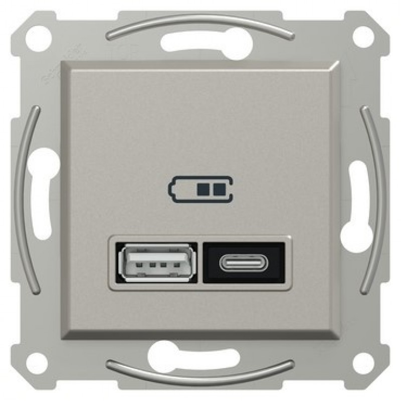 Usb розетка Schneider Asfora тип a+c 21Вт механизм с суппортом бронза EPH2700569
