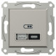 Usb розетка Schneider Asfora тип a+c 21Вт механизм с суппортом бронза EPH2700569
