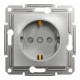 Розетка Schneider Asfora с заземлением и защитными шторками алюминий EPH2900261