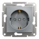 Розетка Schneider Asfora с заземлением и защитными шторками сталь EPH2900262