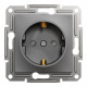 Розетка Schneider Asfora с заземлением и защитными шторками антрацит EPH2900271