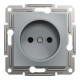 Розетка Schneider Asfora без заземления сталь EPH3000162