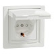 Розетка Schneider Asfora IP44 с заземлением, крышкой и шторками белая EPH3100321