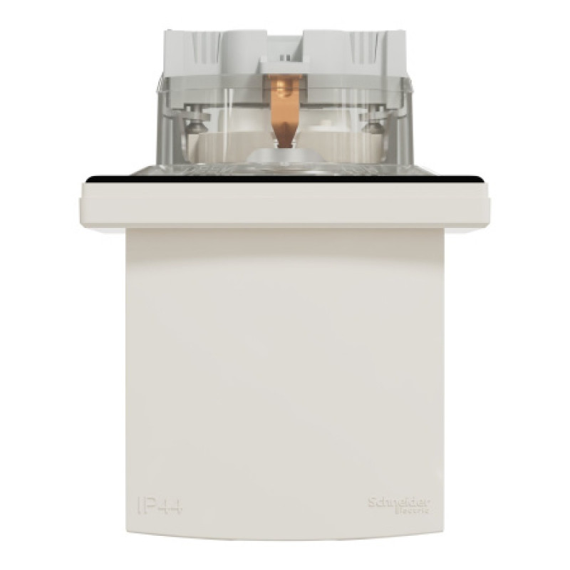 Розетка Schneider Asfora IP44 с заземлением, крышкой и шторками кремовая EPH3100323