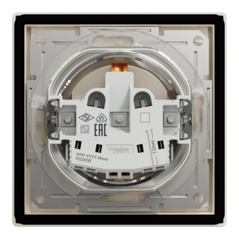 Розетка Schneider Asfora IP44 с заземлением, крышкой и шторками кремовая EPH3100323