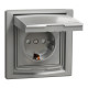 Розетка Schneider Asfora IP44 с заземлением, крышкой и шторками алюминий EPH3100361